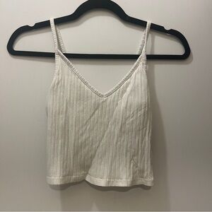 Divided White Ribbed V-Neck Camisole Top